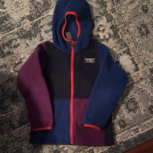 L.L. Bean Kids' Fleece Hoodie Jacket  - Navy and Purple 5T